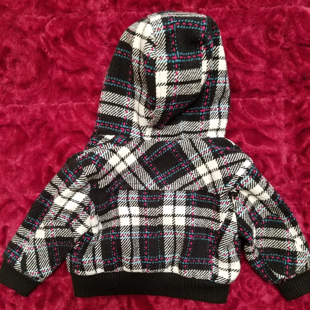 DOLLHOUSE GIRLS 12M PLAID HOODED COAT - Picture 6 of 8